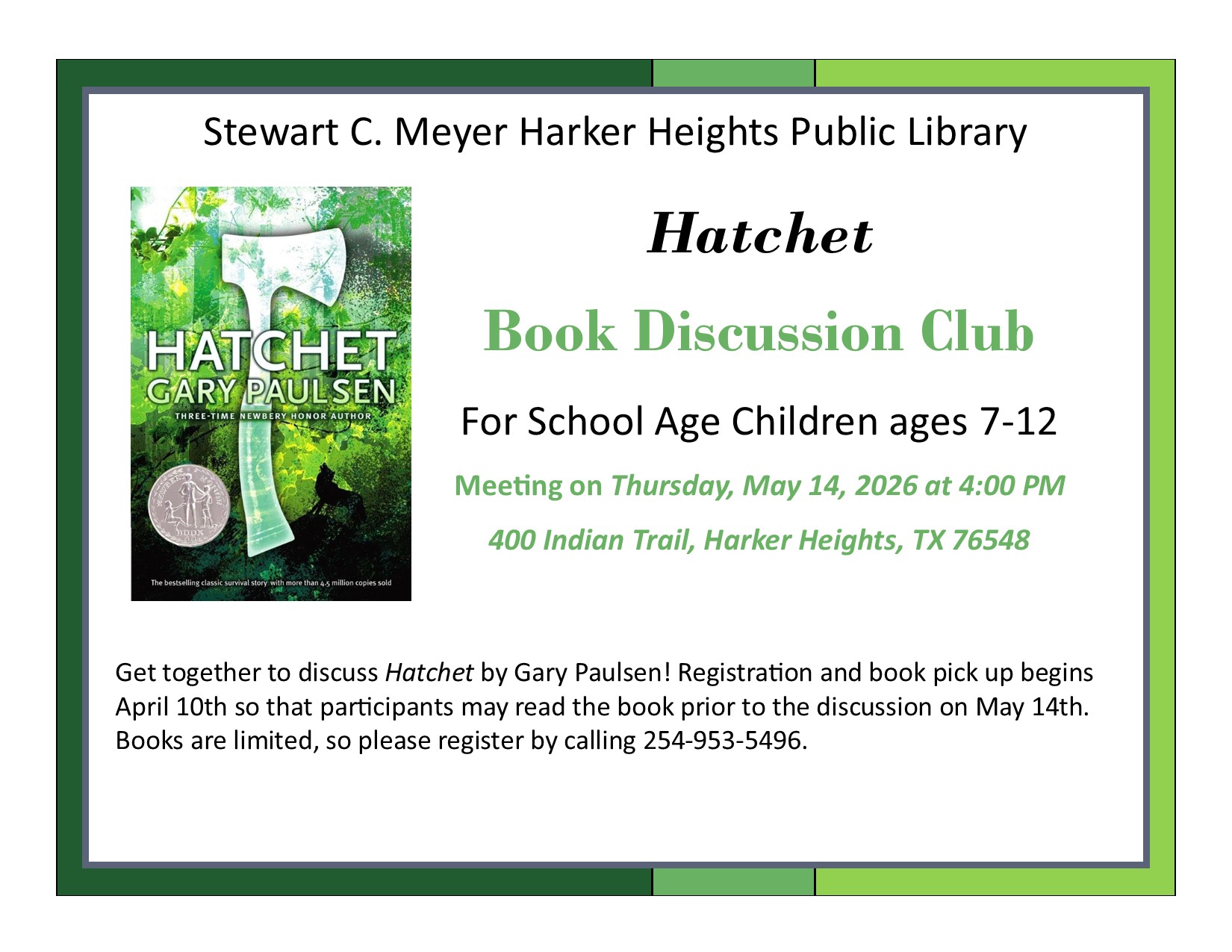 Childrens Book Club Spring 2026 Hatchet