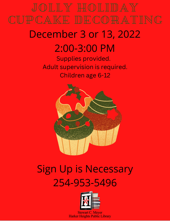 Jolly Holiday Cupcake Decorating Flyer 2022