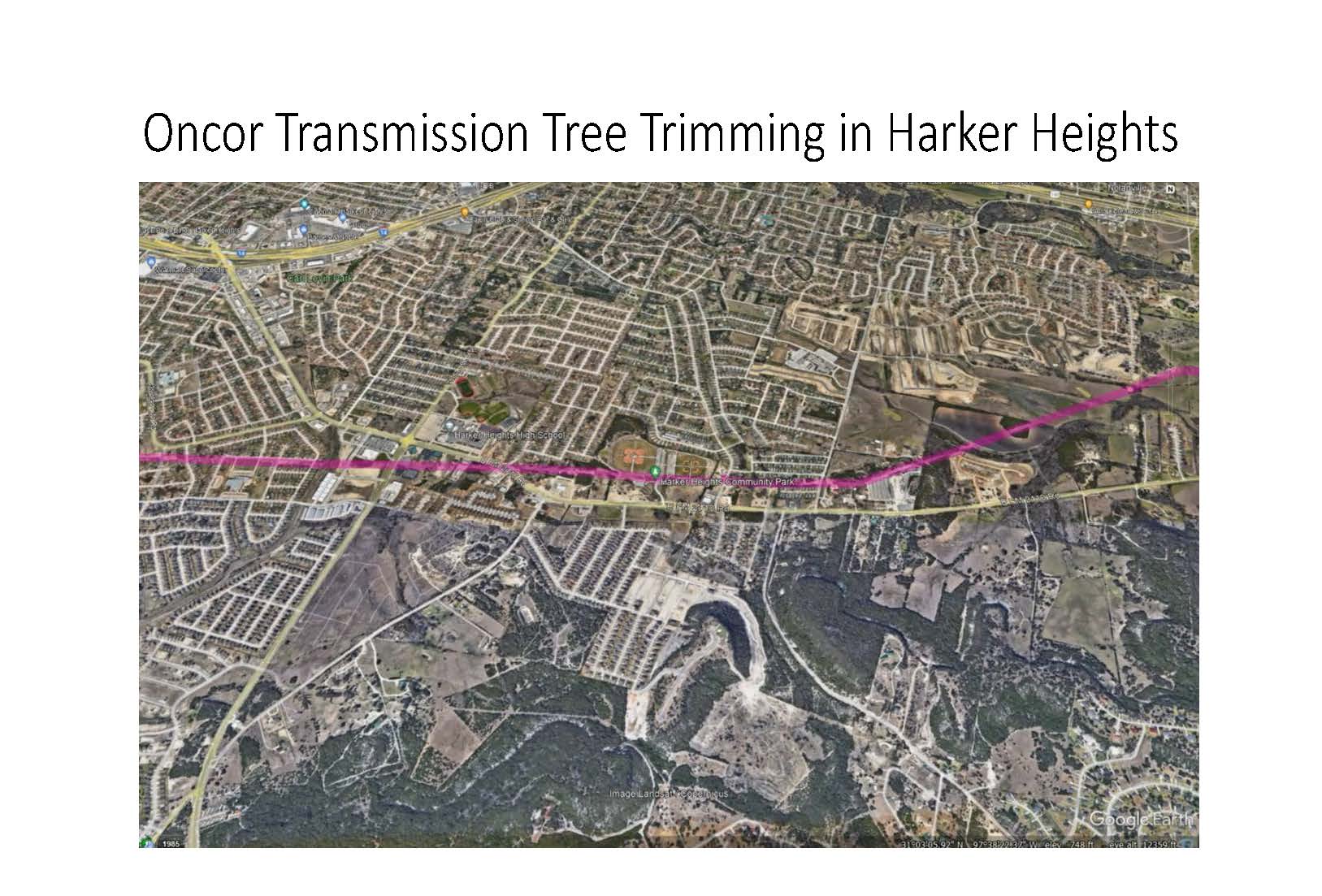 Oncor Transmission Tree Trimming in Harker Heights