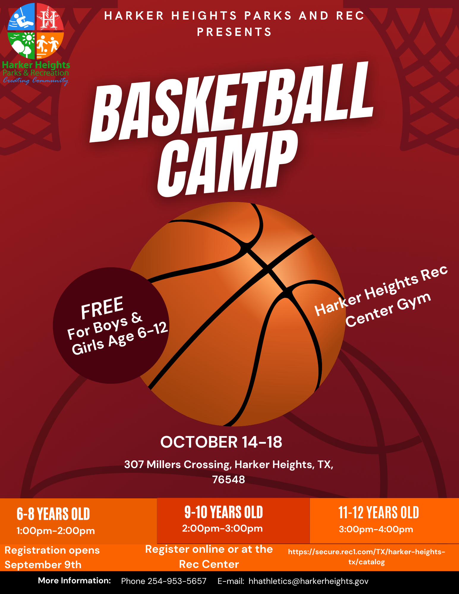 Red Maroon Basketball Camp Sport Event Promotion Flyer