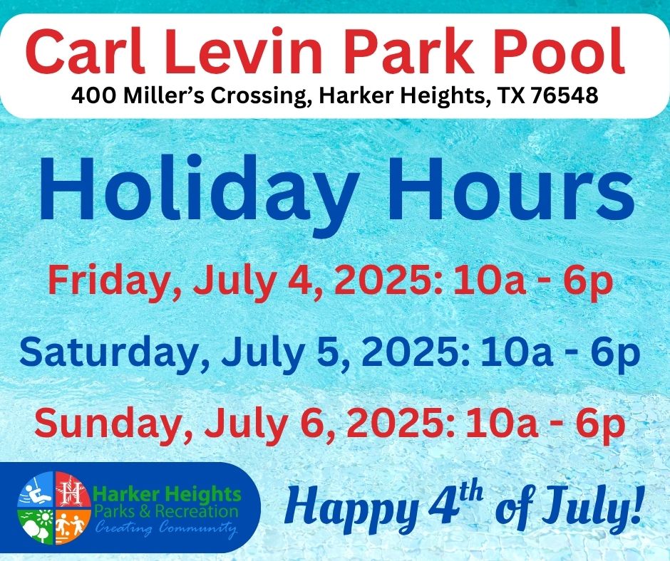 Pool Holiday Hours 7.4.2025