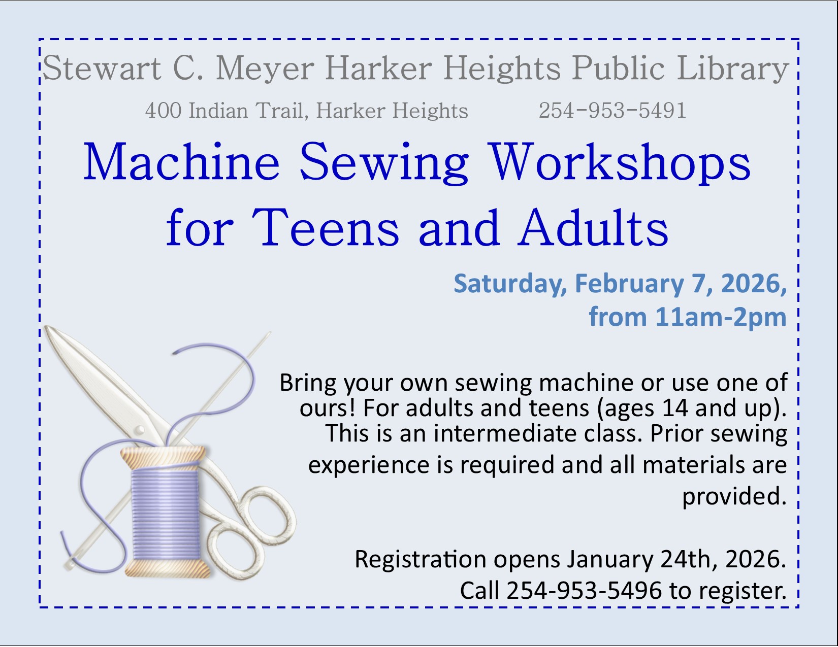 Sewing Workshops Winter 2026 TeenAdult