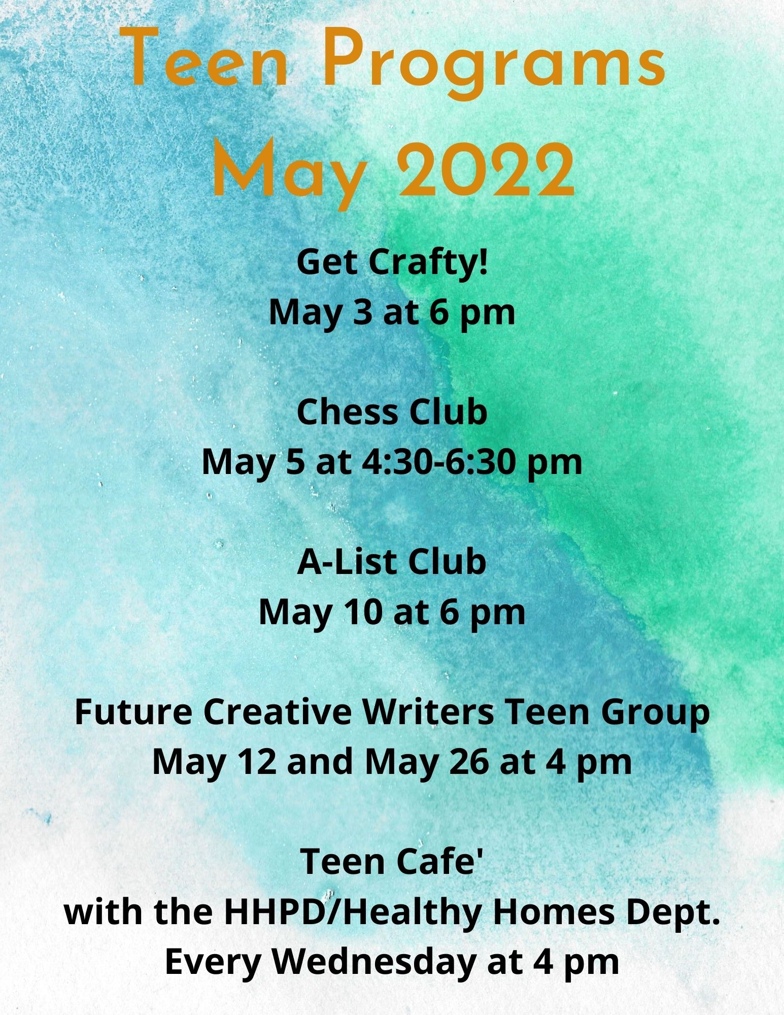 Teen Programs May 2022