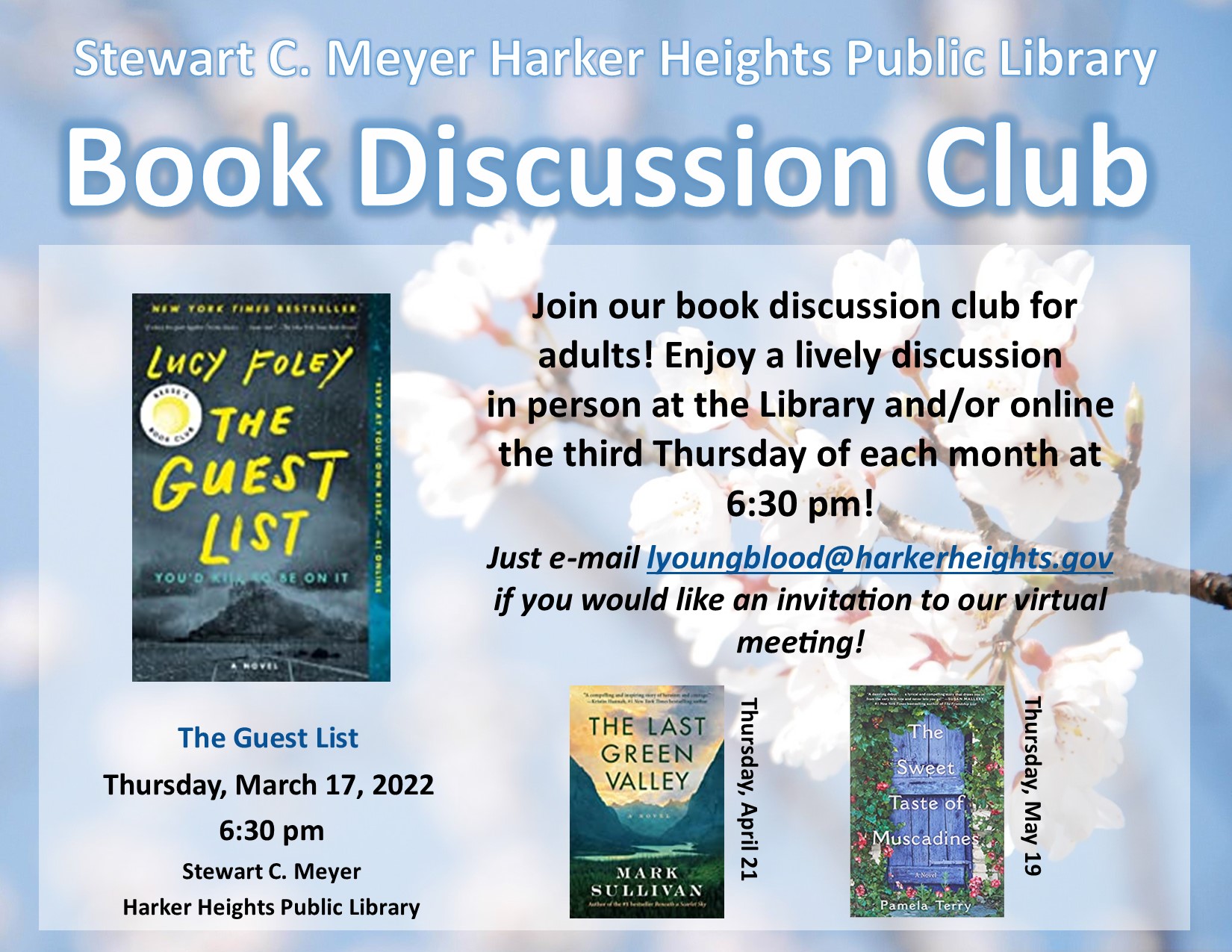 book discussion club March 2022 guest list