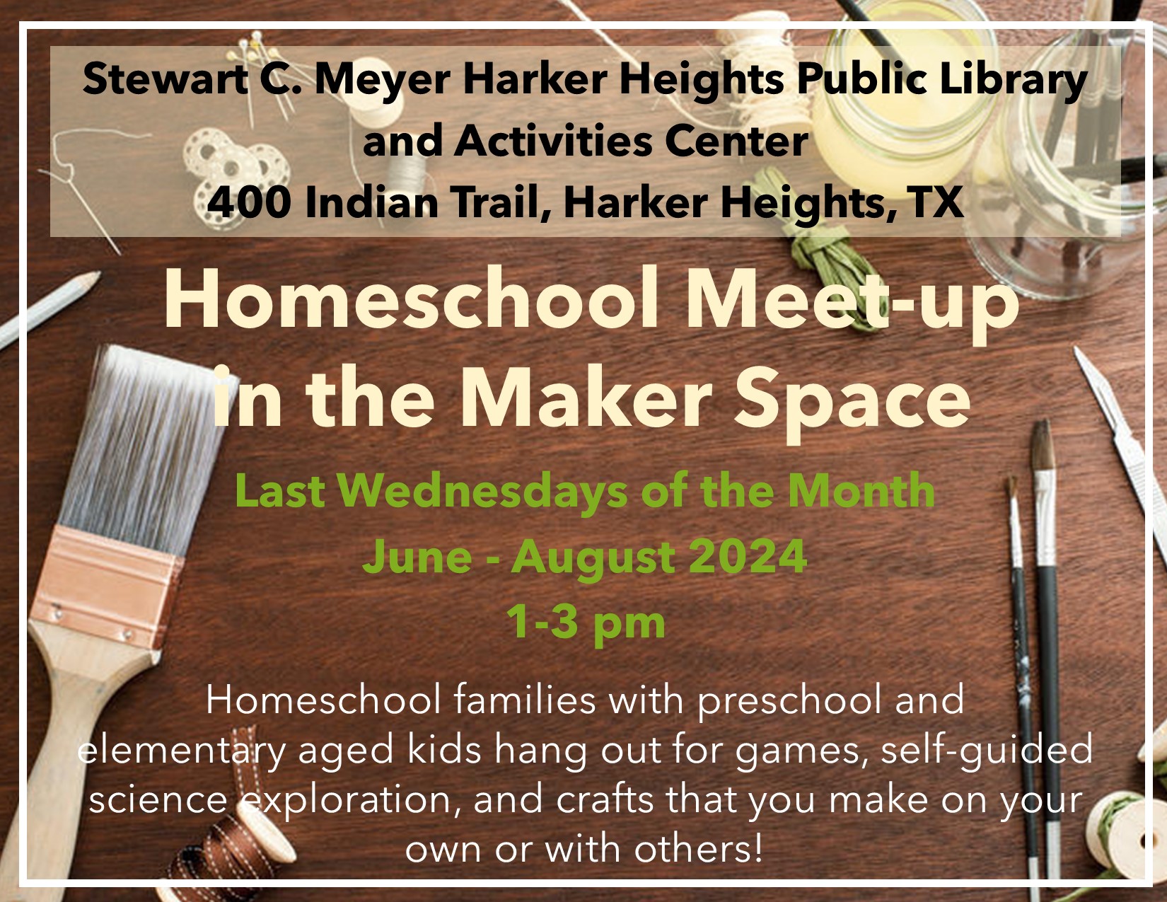 homeschool meet up in the maker space Summer 2024
