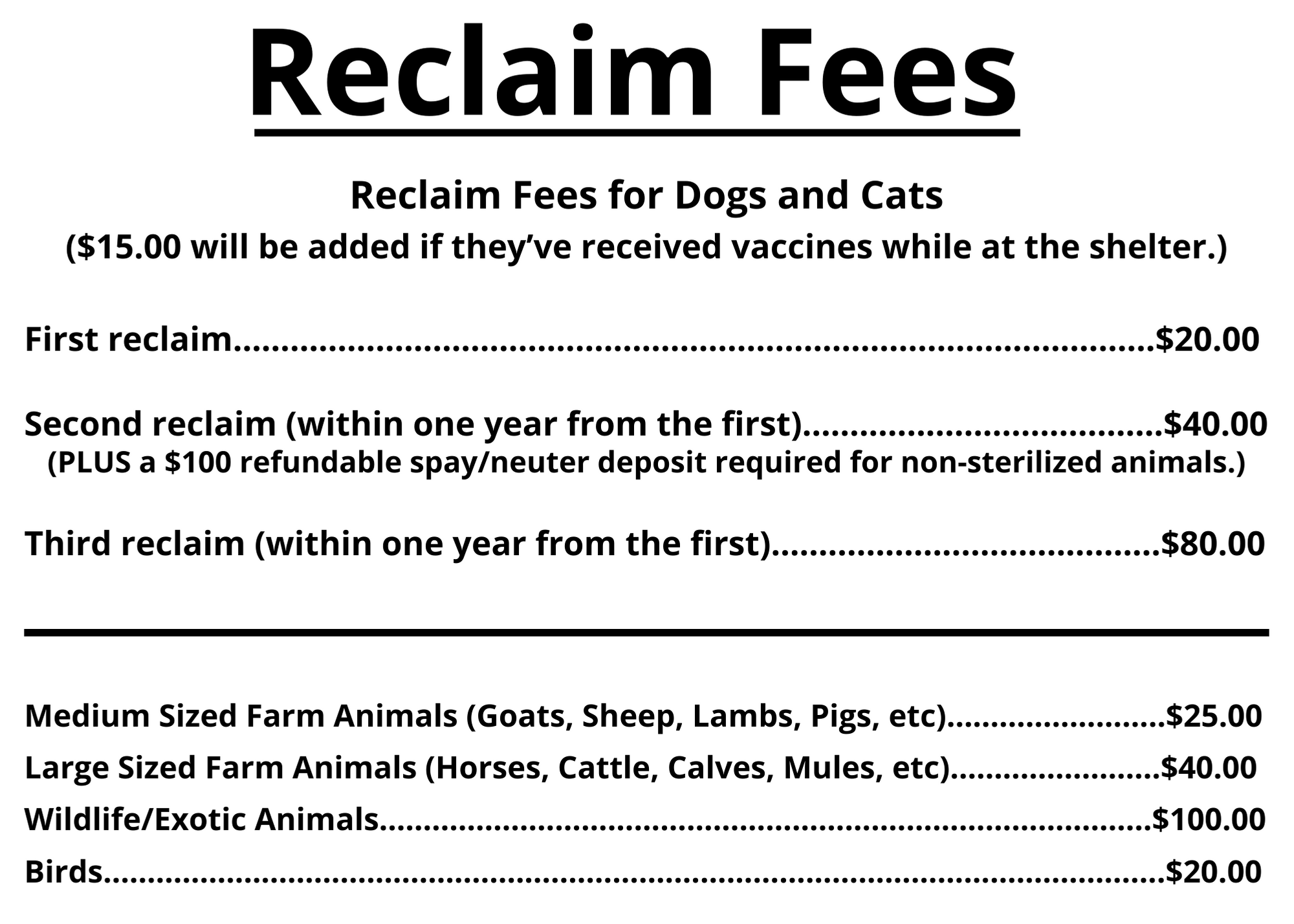 reclaim fees