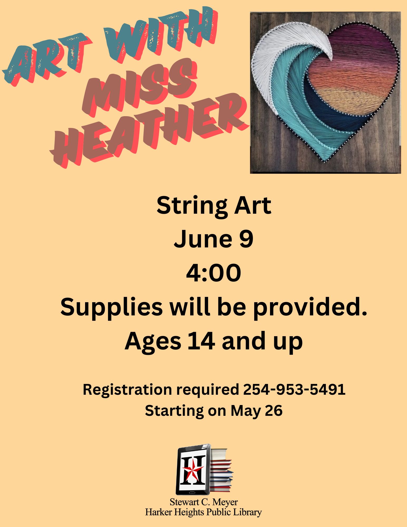 string art june 9 400 supplies will be provided. ages 14 and up